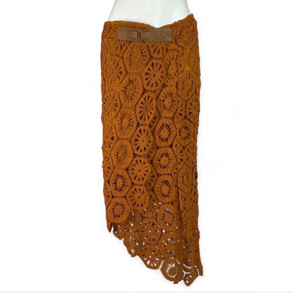 Soft Surroundings Semsi Crochet Wrap Skirt Honey Ginger Boho Whimsigoth Medium